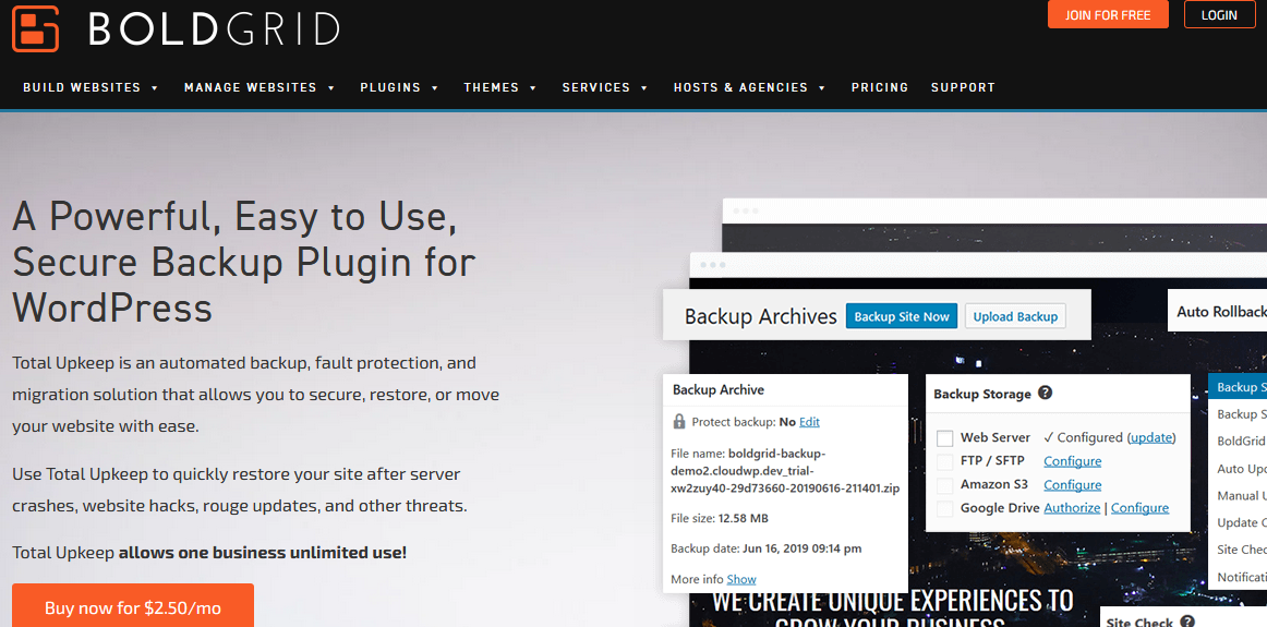 BoldGrid Backup WordPress Backup and Restore Plugin