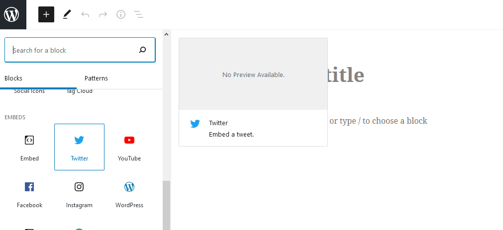 Select twitter block