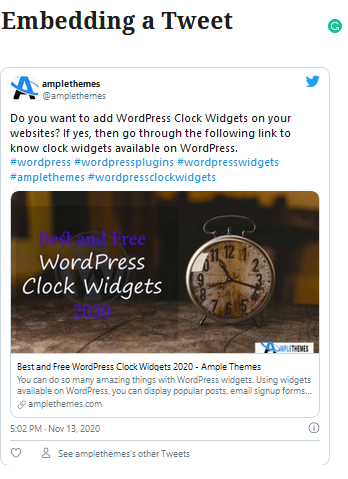 Embedding a tweet on WordPress