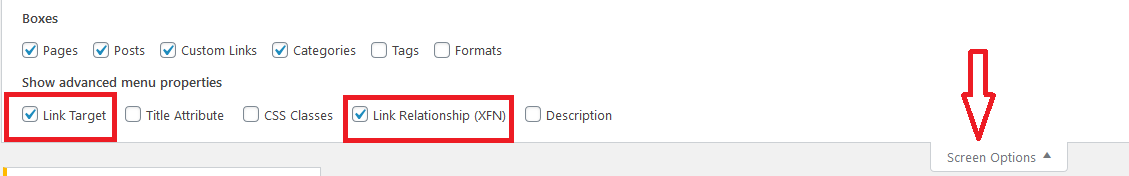 Screen Options