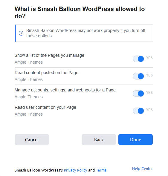 Connecting Facebook Page